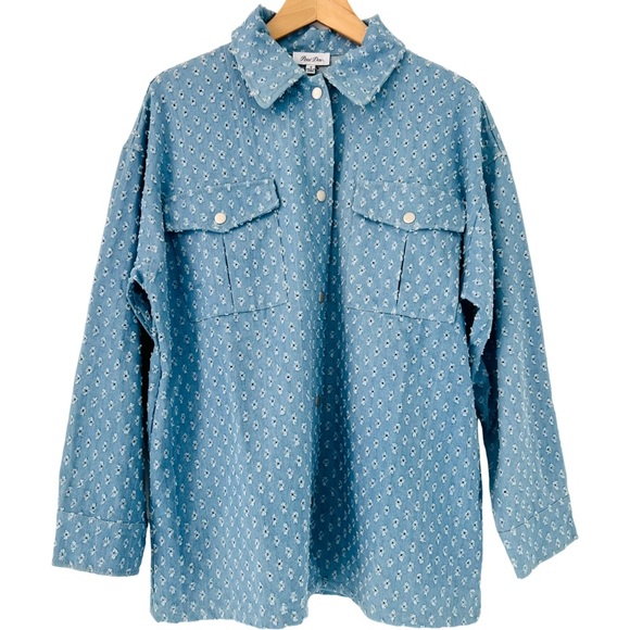 PETAL DEW Denim Button Down Shirt in Light Wash Blue Size S - Picture 1 of 6